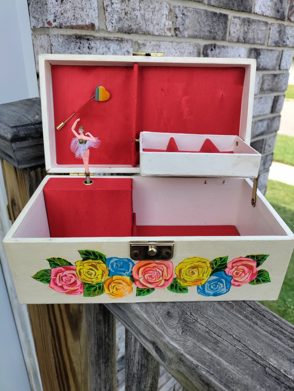 60s/70s Vintage Hand-Painted Musical Jewelry Box Made In Japan